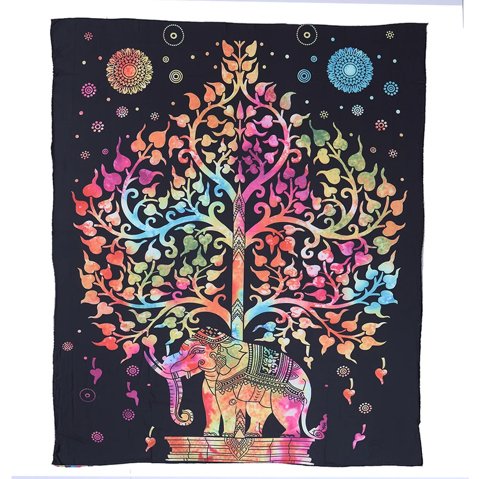 Indian Elephant Mandala tablecloth Throw Hippie Hanging Printed Decorative Wall Tapestries 203X153Cm Drop Shipping | Дом и сад
