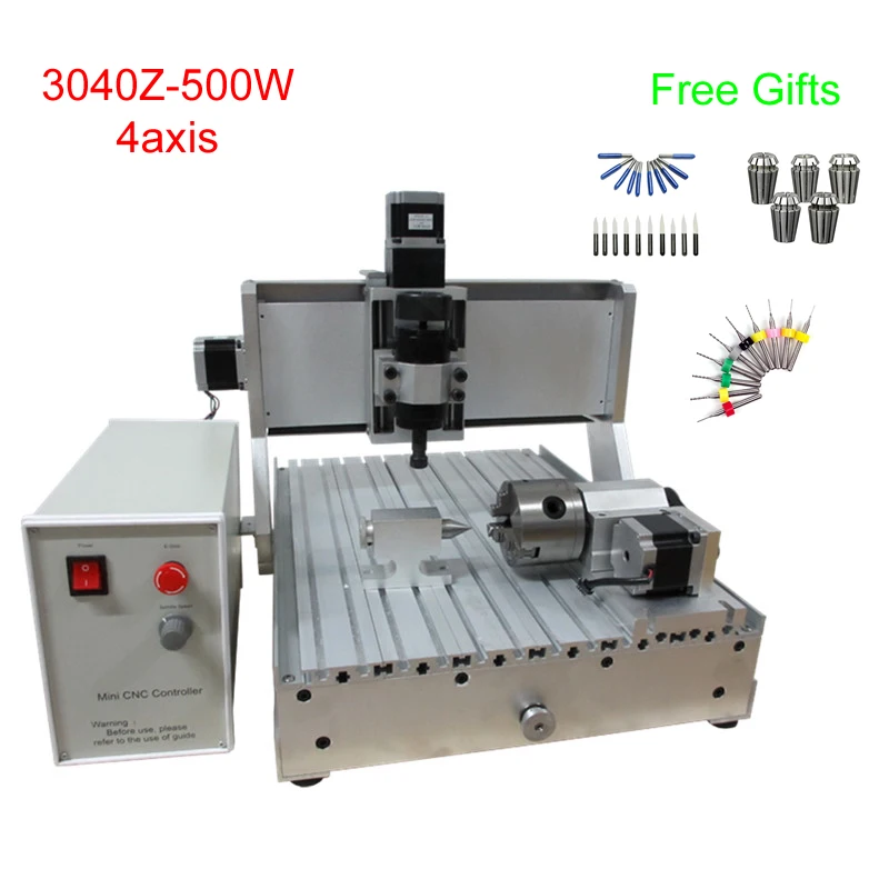 

3D woodworking machine 3040Z-D500W CNC engraving machine with rotary axis and USB port free tax to RU