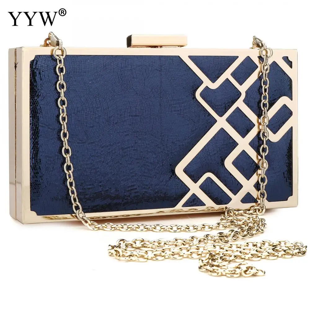 Flannelette Green Clutch Wedding Women Box Bag Gold Chain Geometric Zinc Alloy Christmas Evening Bags Female Party Clutch Gold