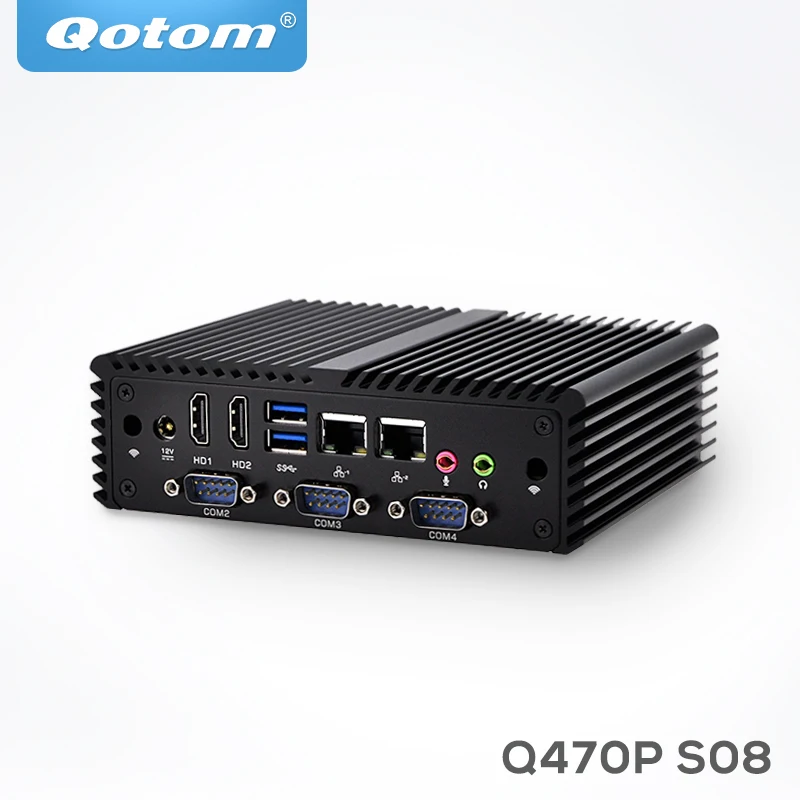 Qotom 4 серийный порты Мини ПК Q450P Q470P Dual Lan Core I7 I5, безвентиляторный X86 SIM 3g/4G безвентиляторный компьютеры
