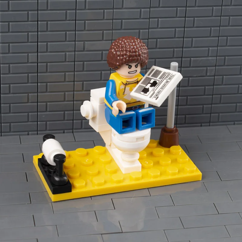 

Garden City MOC Bricks Educational Building Blocks Toilet Bathroom WC Loo Roll Plunger Bog Brush DIY Figures Mini Accessory C027