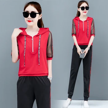 

Tracksuits for Women Outfits 2 Piece Set 2020 Summer Hoodies Top and Pant Suits Plus Size Big Striped Sportswear Co-ord Clothing