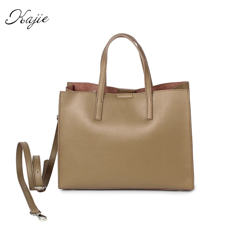

Kajie Genuine Leather Casual Tote Big capacity Bag Basket Shoulder Top-handle Bags Female Women Designer Luxury Handbags