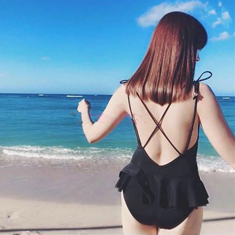 swimsuit with ruffle skirt