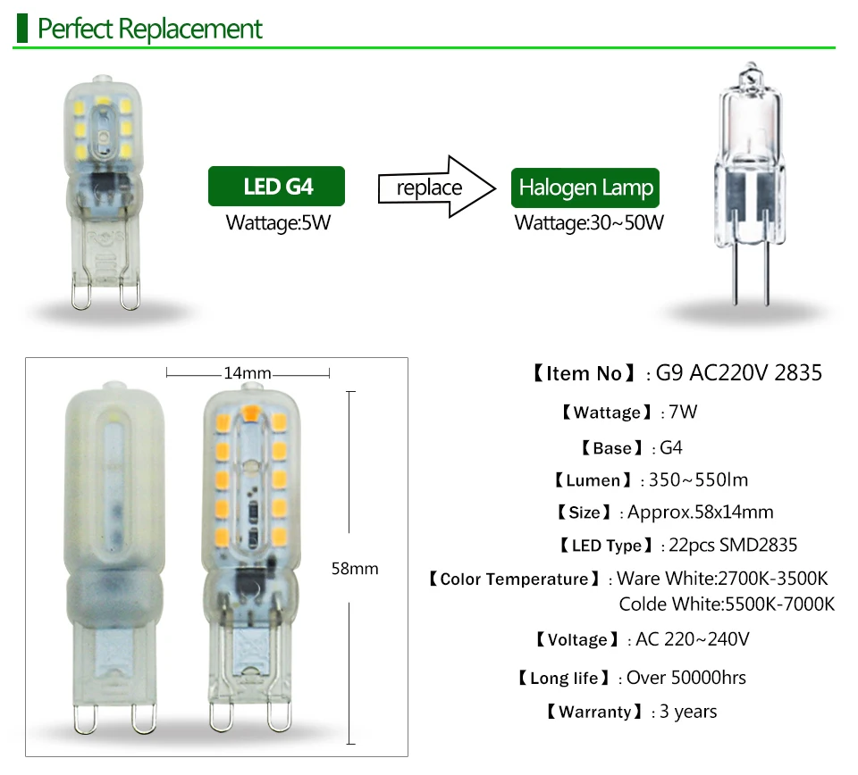G9 LED 5W 7W Dimmable AC 220V 230V 240V G9 lamp Led bulb SMD2835 light Replace 30/50W halogen lamp Lamparas Lampada Chandelier G9 LED 5W 7W Dimmable AC 220V 230V 240V G9 lamp Led bulb SMD2835 light Replace 30/50W halogen lamp Lamparas Lampada Chandelier