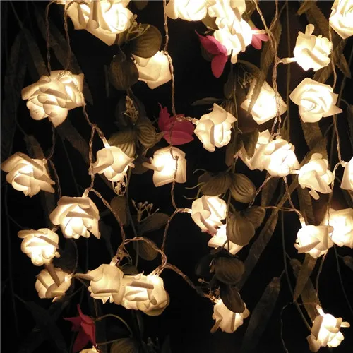 YIYANG Rose светодиодный фонарь на батарейках для украшения свадьбы, дня рождения, освещение для вечеринок, 2 м, 20 светодиодный Светодиодный Guirlande Lumineuse - Испускаемый цвет: Тёплый белый