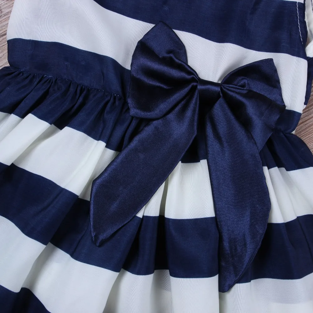 3 Colors girls summer dress kids bow zipper striped vest dress children sleeveless o-neck ball gown cotton dress child clothing (7)