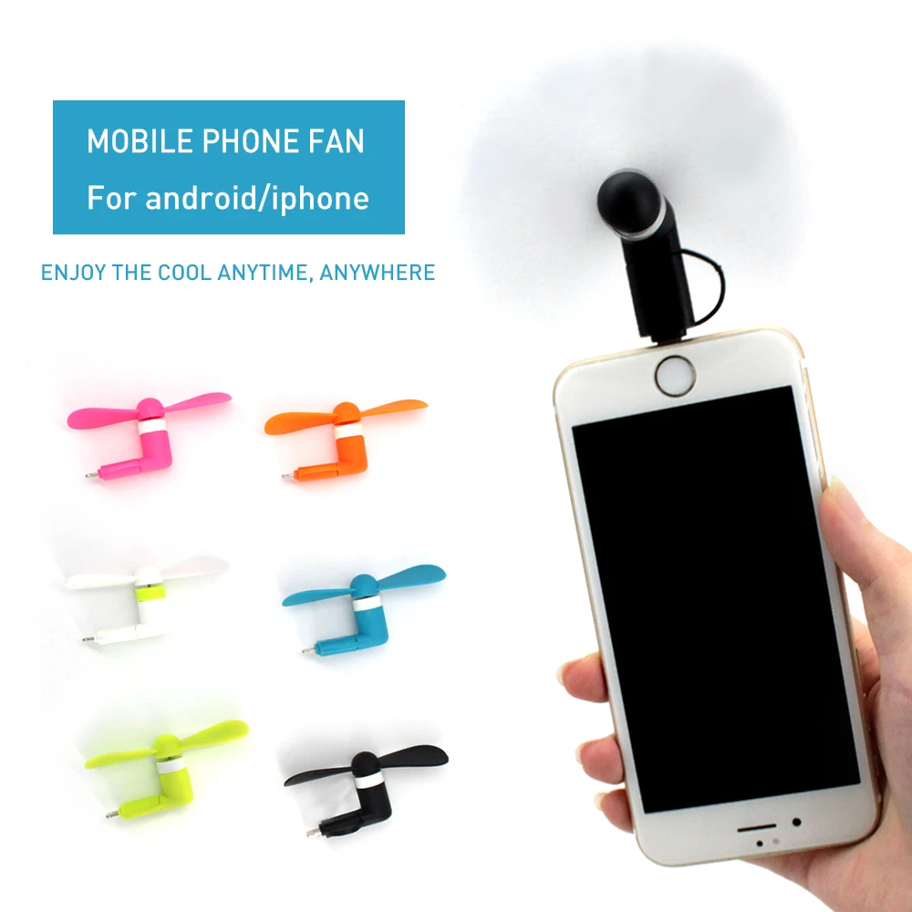 Mini 2 in 1 USB Fan For iPhone 5 6 7 Lightning Fan for Samsung HTC Sony