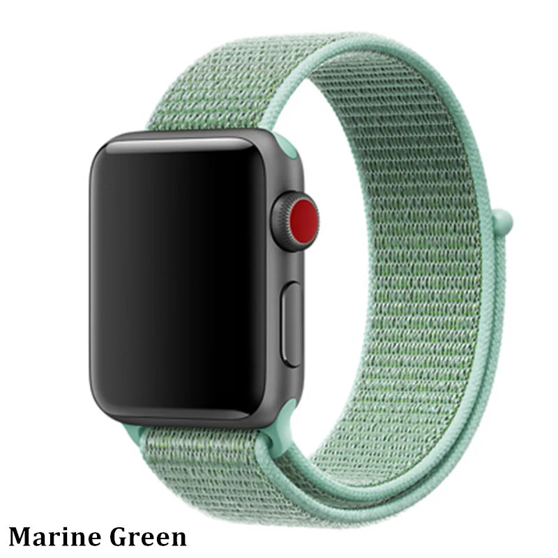 Нейлоновый ремешок для apple watch 5 4 band correa apple watch 44 мм 42 мм 40 мм 38 мм iwatch 5 4 3 2 1 цветной браслет - Цвет ремешка: marine green