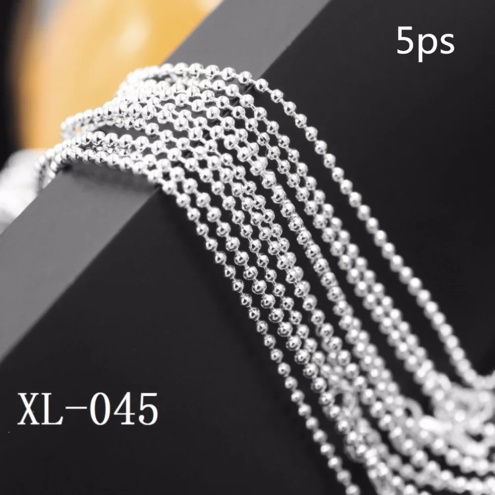 5ps / balíček 925 mincovní stříbro náhrdelník 925 mincovní stříbro kulatý korálek dámský náhrdelník Pop kulatý perlový stříbro náhrdelník 1,5mm