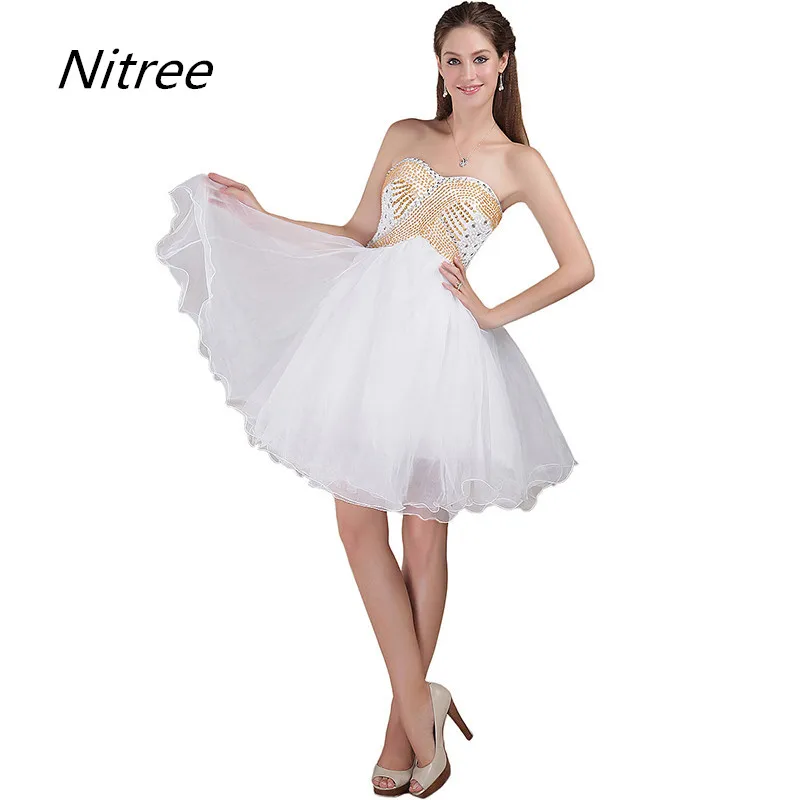 white knee length graduation dresses