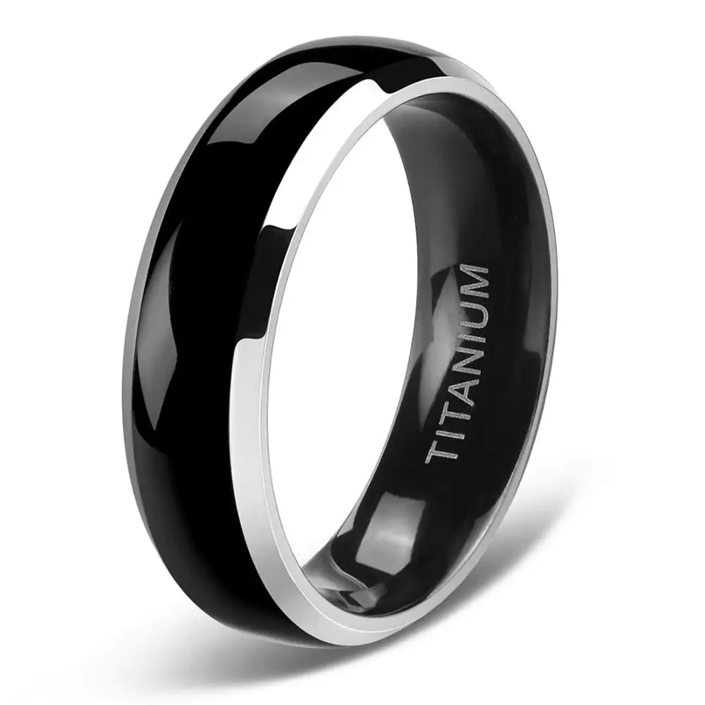 Tigrade 4/6/8 мм Титан кольца черный купол полированный Обручение ремешок стильный для Для мужчин Для женщин Подарки для влюбленных ювелирные изделия