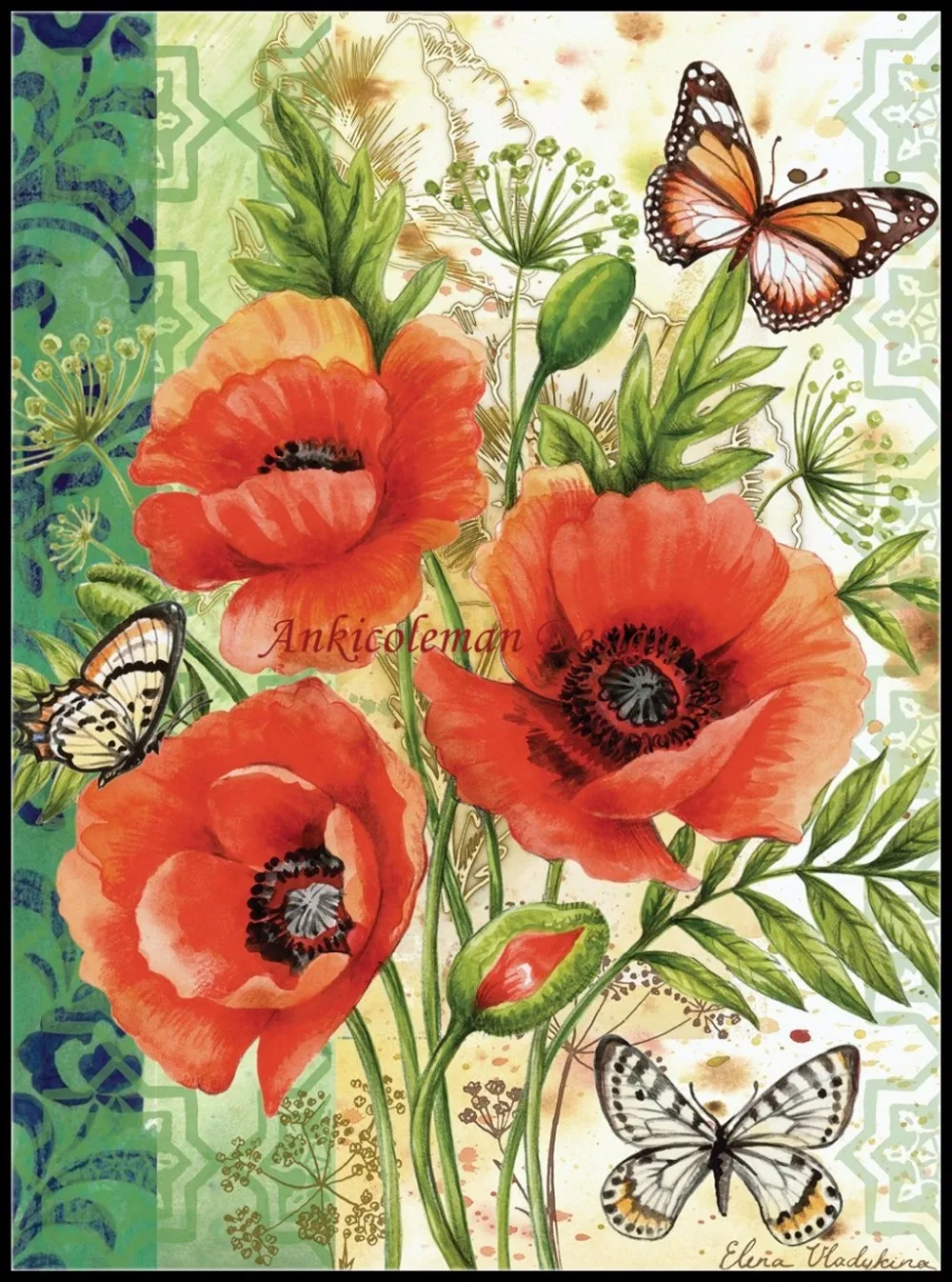 

Needlework for embroidery DIY French DMC High Quality - Counted Cross Stitch Kits 14 ct Oil painting - Garden Poppies Delight