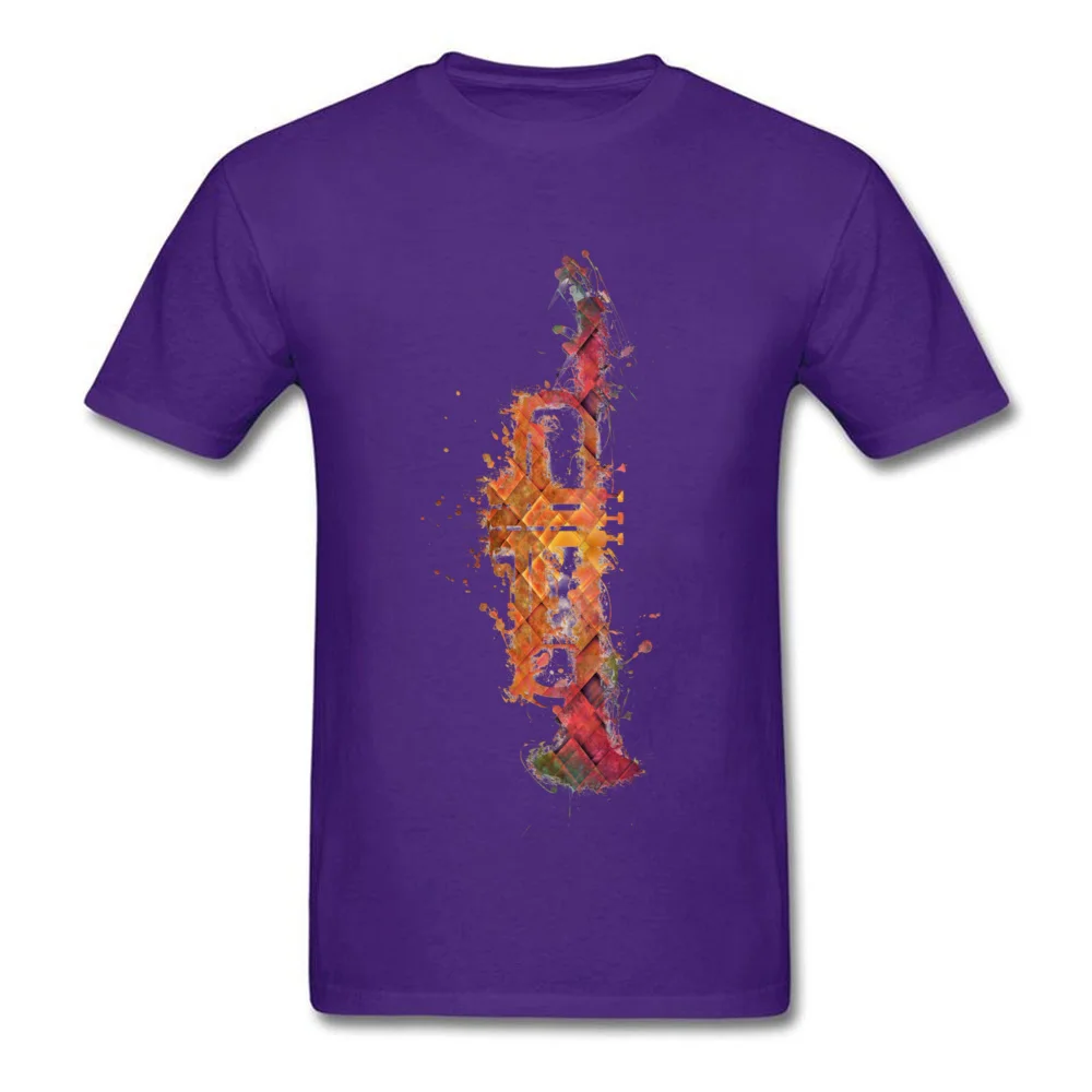 Trumpet 100% Cotton Tops Shirt for Men Customized T-Shirt Design Slim Fit Round Collar Tops Shirt Short Sleeve Trumpet purple