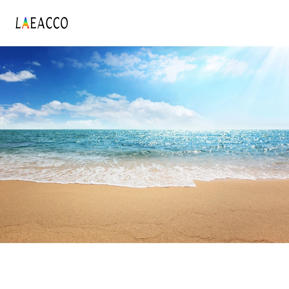

Laeacco Beach Blue Sky Seaside Scenic Baby Party Photography Backgrounds Customized Photographic Backdrops For Photo Studio