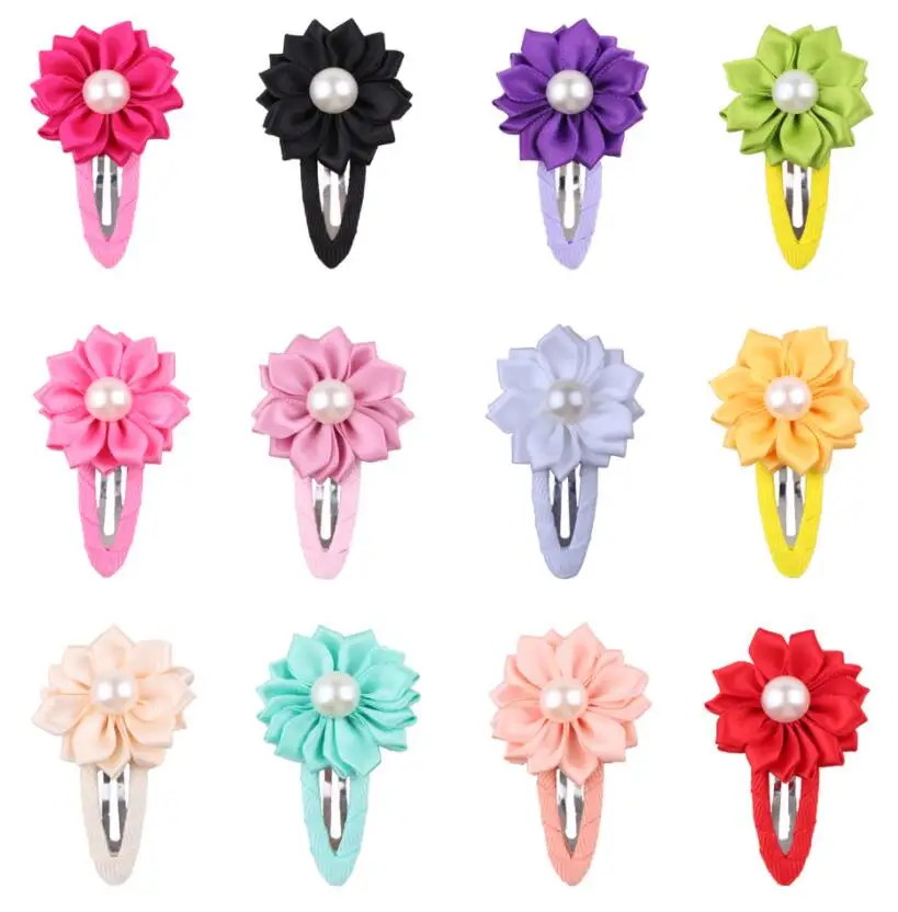 20color New Stylish Flower pearl Girls Hair Clips Painting Print Rose Hairpins Pink Hairgrip Accessories Haarklem | Детская одежда и