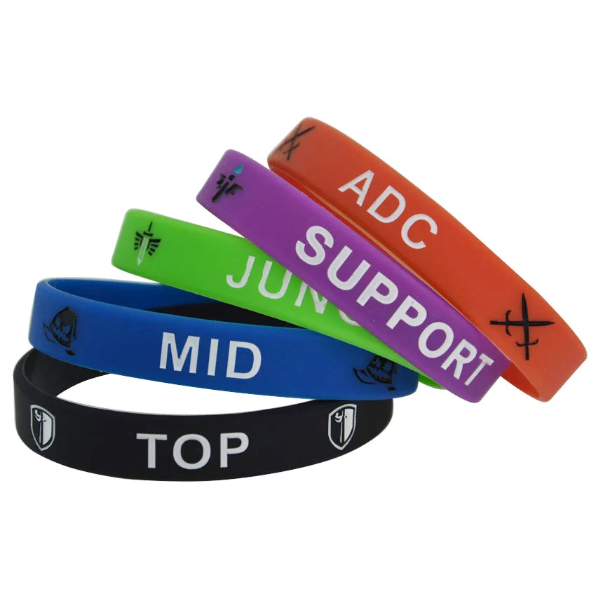 

1piece LOL Skill Silicone Wristband Bracelet with Logo MID, ADC, TOP, SUPPORT, JUNGLE