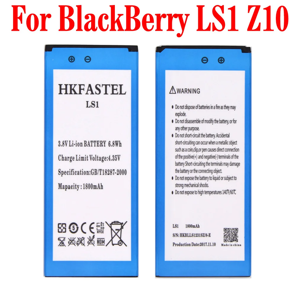 

HKFASTEL New LS1 L-S1 Li-ion Battery For BlackBerry Z10 Mobile Phone Batterie Batterij Bateria 1800mAh