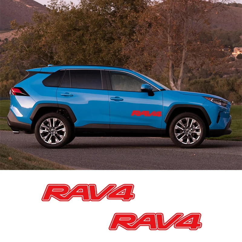  2 PCS Racing Side Stripes Vehicle Decals Stickers Auto Vinyl Graphics For Toyota Rav4
