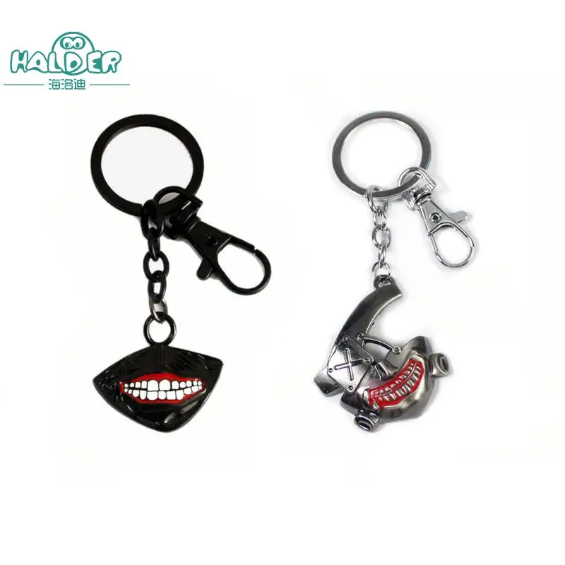 

Halder Anime Tokyo Ghoul Kaneki Ken Face Mask Key Chains Pendant Mouse Keyring Round Bag Accessories Trinkets Cosplay Gadgets
