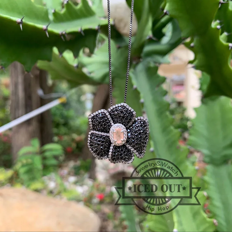 cubic zirconia flower pendant necklace (3)