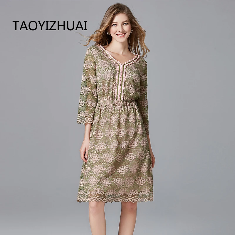 Женское винтажное вечернее платье TAOYIZHUAI кружевное прямое большого размера с