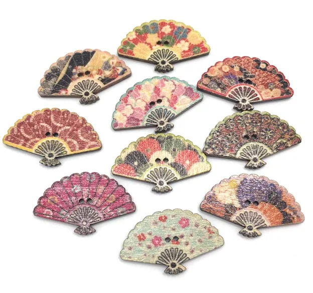 Free Shipping 30pcs 30x19mm Two Holes Wood Sewing Scrapbooking Buttons Fan Shape Mixed Randomly Kids' Craft | Дом и сад