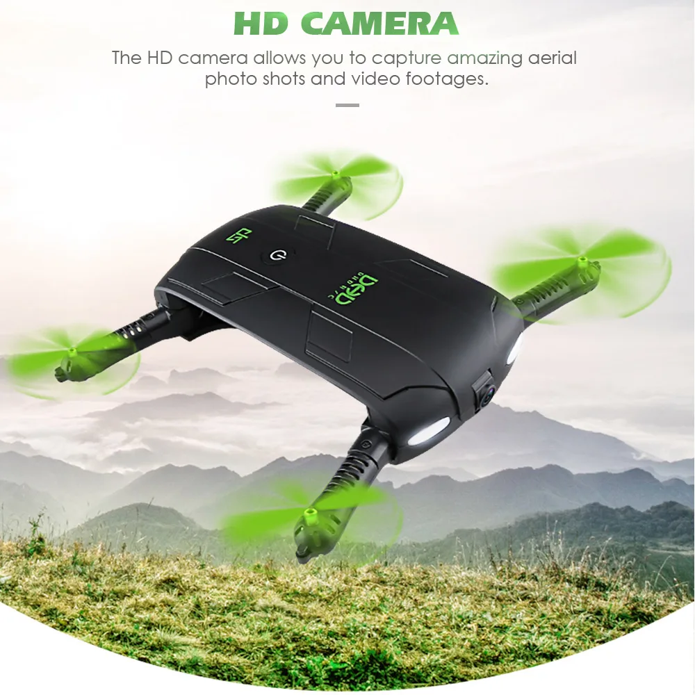 

DHD D5 Wifi FPV 480P Foldable Selfie Drone with Camera 6-Axis Gyro Altitude Hold Flight Path RC Quadcopter with Extra Battery
