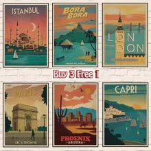 Майами/Япония/Мауи/PARIS/Стамбул/Бразилия/LOND0N/Искусство путешествия чайная кружка винтажные наклейки из крафт-бумаги для путешествий настенное стикер с изображением дома подарок на Рождество украшения A5