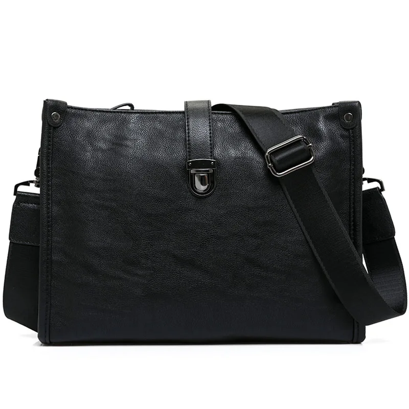 FEIDIKABOLO, новинка, черная кожаная сумка-мессенджер, мужская сумка через плечо, сумки через плечо, роскошная деловая сумка-конверт, мужская сумка-портфель - Цвет: black