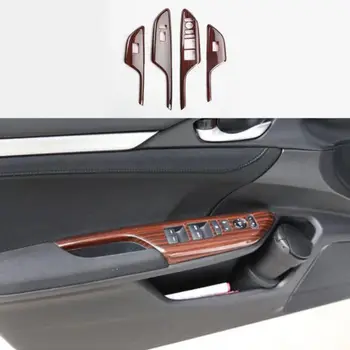 

4x Wood Grain Fit For Honda Civic 16+ Door Window Lift Buttons Frame Cover trim