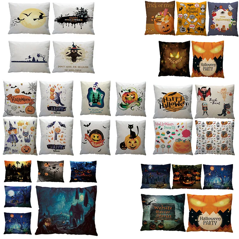 

Halloween Printed home Pillowcase Linen Office Home Throw Pillow Cover 32 patterns available Halloween supplies