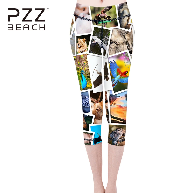 

Celana Yoga 3D Animal Print Sportswear Elasticity Slim Leggings Tights 3/4 Calf Length Pencil Pants Super Stretchy Capri