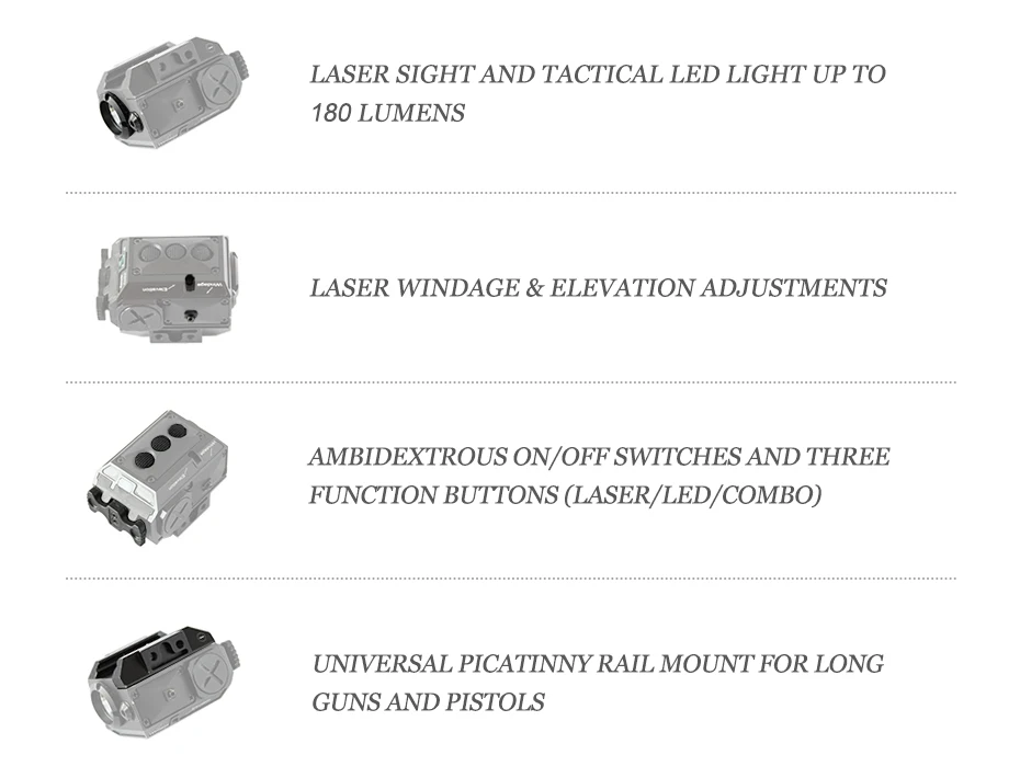 Laser + Lanterna Tocha para Pistola Rifle com Picatinny Combinação Vermelho Verde Tática Arma Luz Subzero Ferroviário 2in1 - 3 rifle com picatinny ferroviário