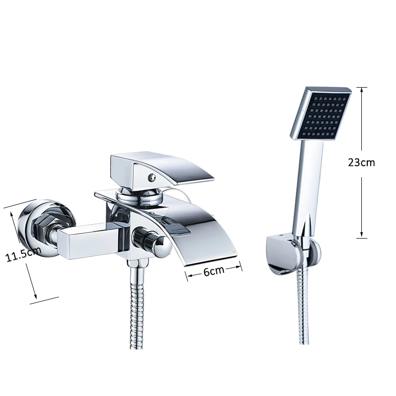 Quyanre хром водопад кран для ванной настенное крепление; водопад смеситель горячей и холодной воды кран для ванной душевой кран Robinet Baignoire
