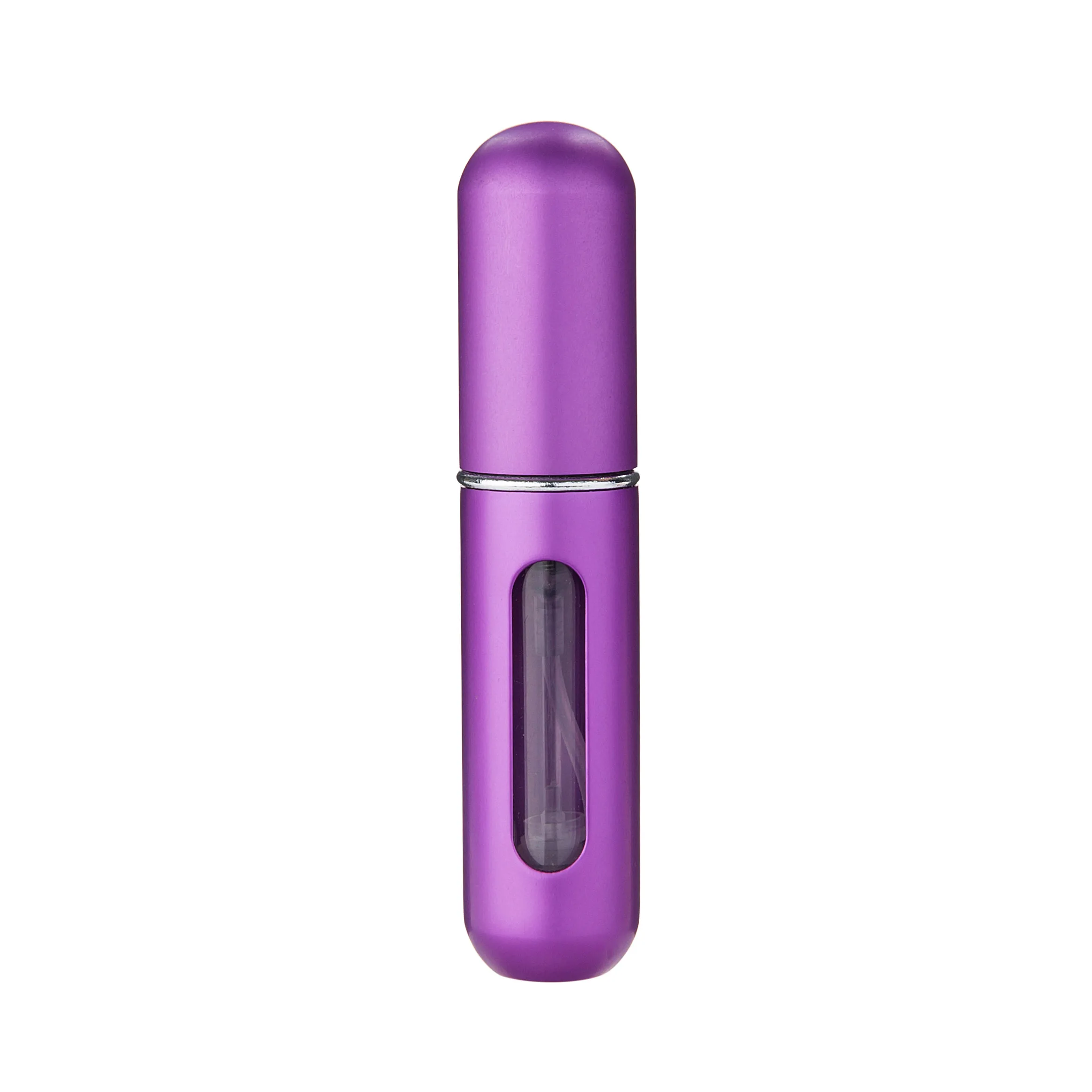 MUB-5 мл мини алюминиевая многоразовая прозрачная бутылочка для парфюма парфюмированный спрей в бутылке пустой косметический контейнер с упаковочной коробкой - Цвет: Purple