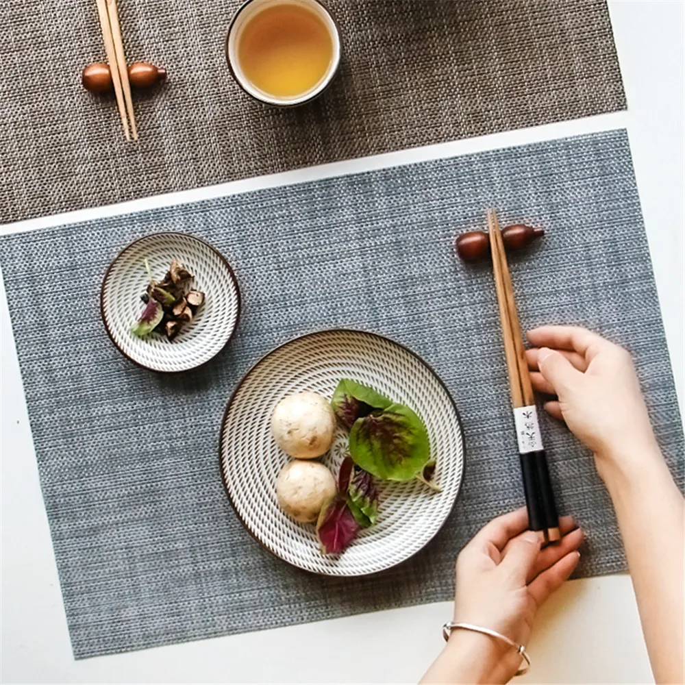 

PVC Placemat Tableware Pad Dining Table Mat Heat Insulation Non-Slip Simple Disc Blue Pads Bowl Coaster Kitchen Accessories 1pc