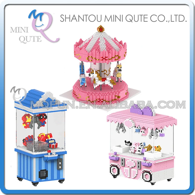 

Mini Qute HC Huge kawaii cartoon Crane Game Merry-Go-Round plastic building blocks bricks action figures model educational toy