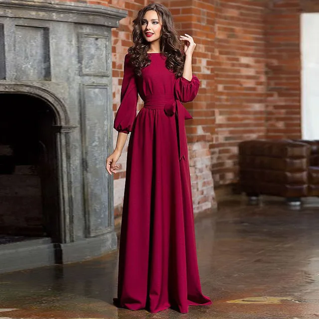 Buy Elegant Long Sleeve Autumn Winter Evening Dresses