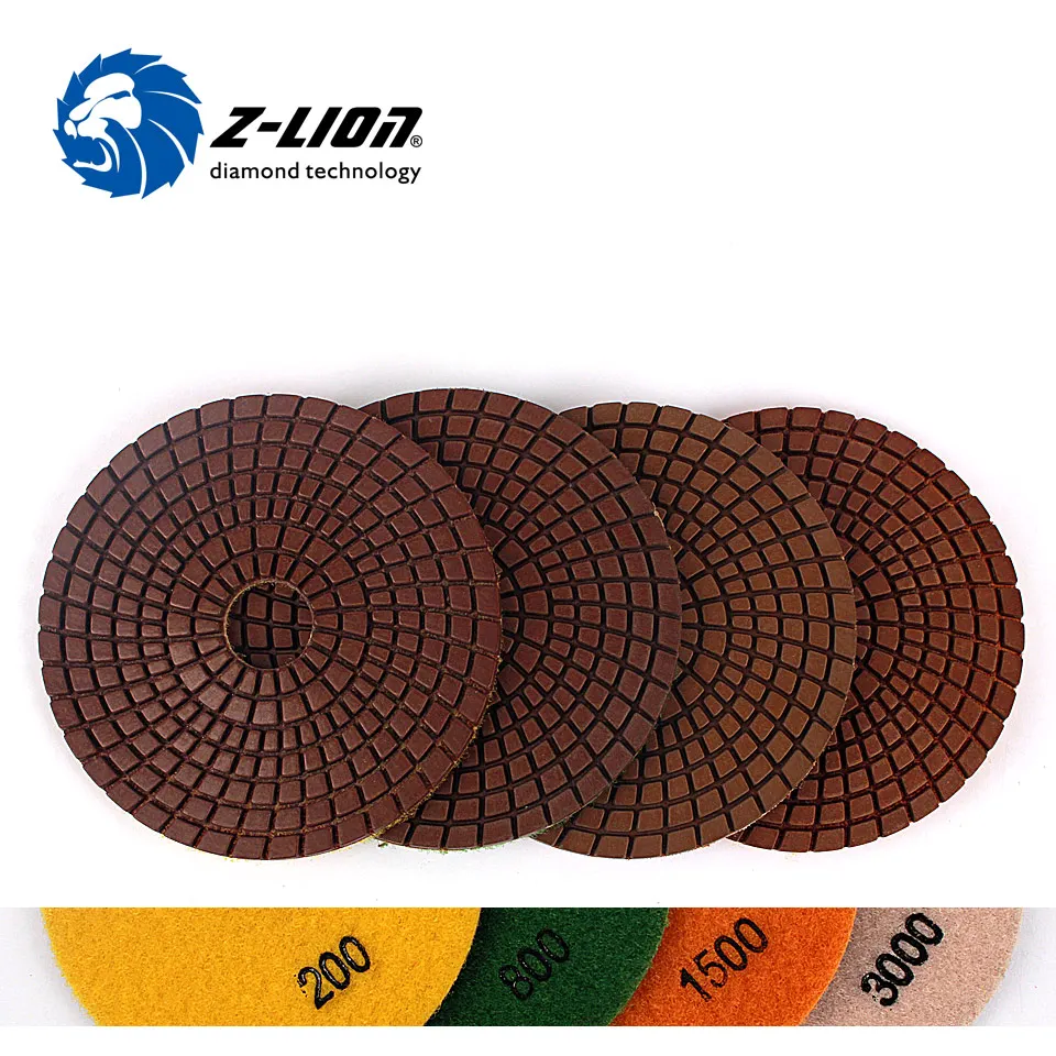 Z lion 4PCS 4 Inch Stone Polishing Discs Wet Diamond Polishing Pad Flexible Grinding Disc Marble