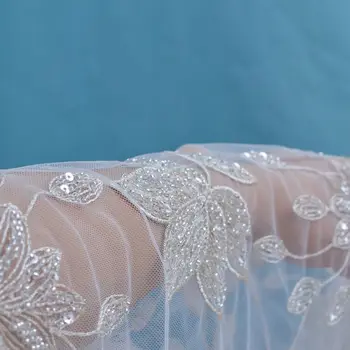 

David-5.2905 embroidered Mesh Tulle fabric Factory price sequins Nigerian lace fabrics