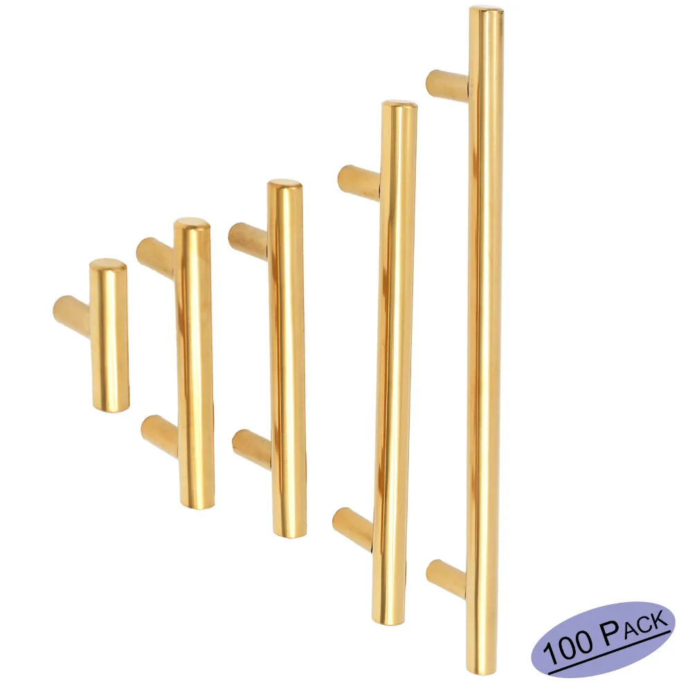 Furniture Drawer Pulls Polished Brass Kitchen Handles Hardware Single T Knob10" Hole