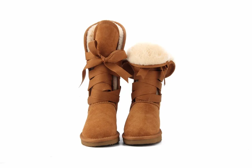 JXANG/классические модные высокие зимние сапоги в австралийском стиле; женские сапоги из натуральной воловьей кожи; высокие сапоги на шнуровке; теплые зимние сапоги на меху