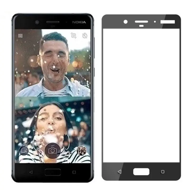 Закаленная Защитная пленка для nokia 8 полное покрытие черный протектор экрана