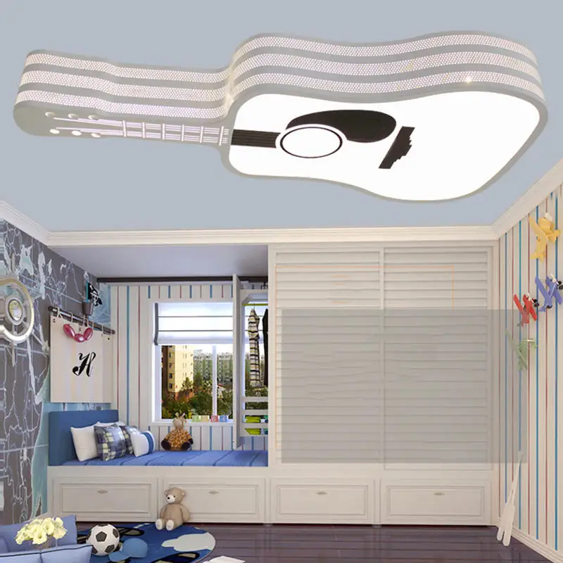 Современный Пульт дистанционного управления и Bluetooth динамик Капитан Америка мультфильм потолочные светильники для домашнего освещения гостиной - Цвет корпуса: Guitar  65x30cm
