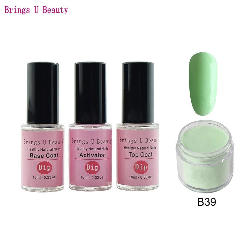 

4in1 Dipping Powder Tool Kits Set 18g/Box 10ml Base Top Coat Activator Dip Powder Nails No Liquid/Primer/UV Light Color #26-#51
