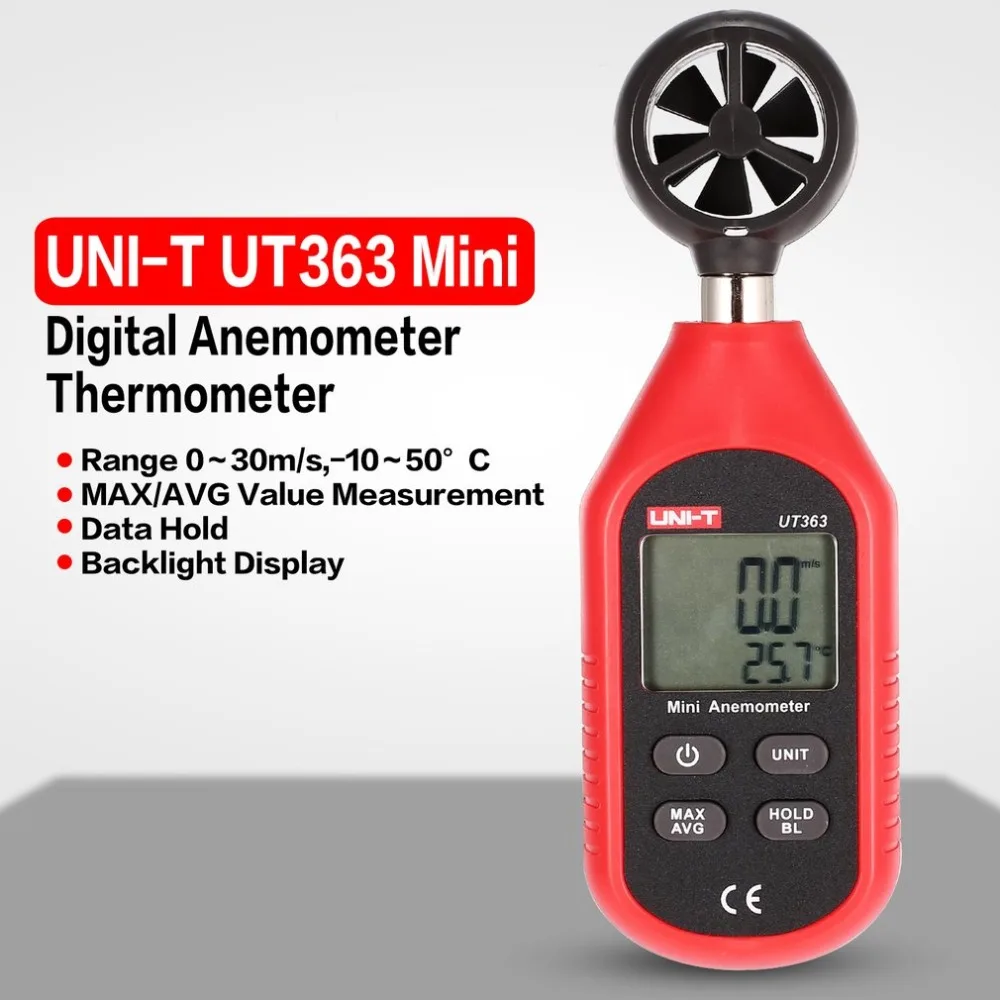 UNI-T UT363 Мини цифровой ЖК-дисплей Анемометр Термометр Ручной Карманный размер скорость ветра воздуха Температура Тестер Подсветка
