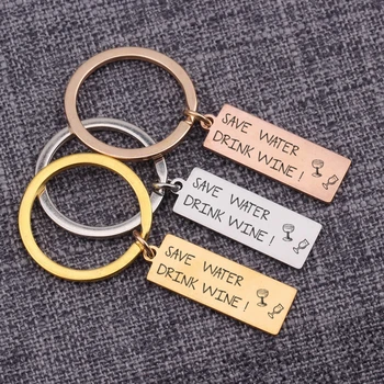 

Wine Lovers Present Save Water Drink Wine Daddy Boyfriend Funny Gift Keychain Jewelry Trinket Multicolor Key rings Personality