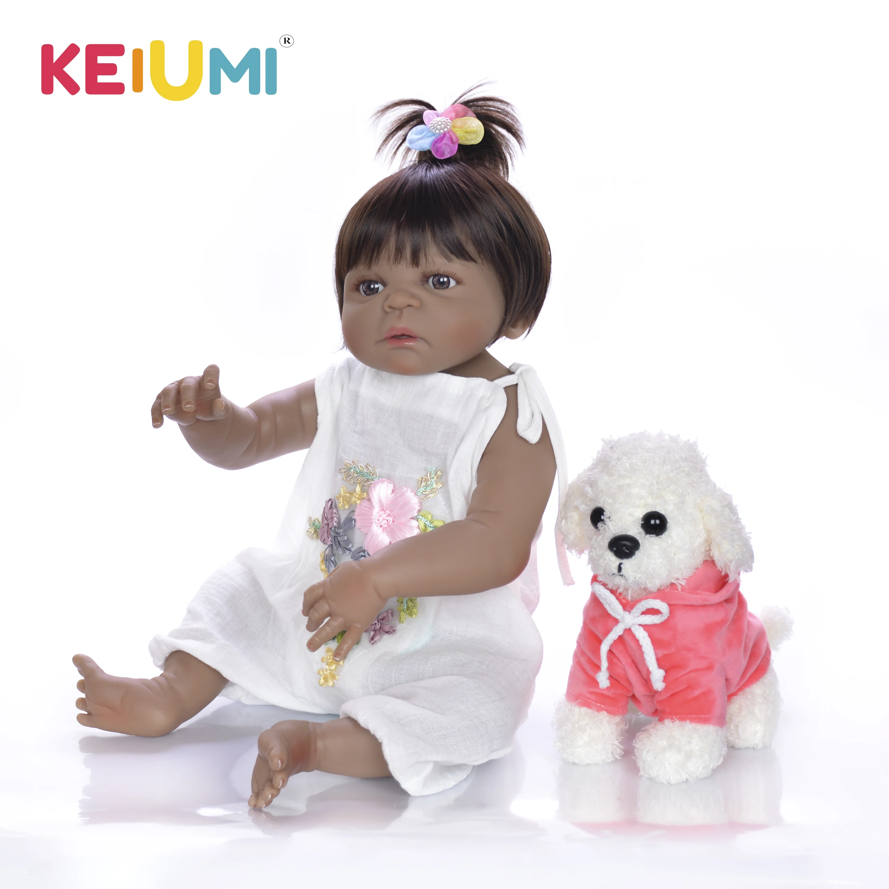 

Newest Style Black Skin 23'' 57 cm Reborn Baby Girl Full Silicone Body Dolls Lifelike Kids Playmate Baby Toys Birthday Gifts