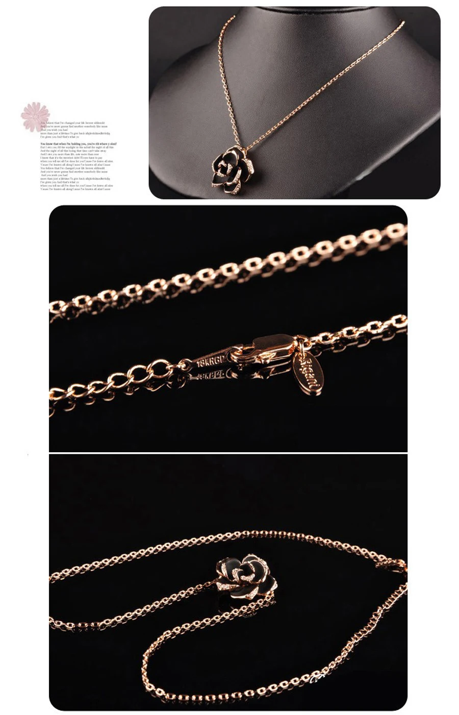Марка Камелия дизайн кулон Мода женские золотые-черного цвета картина роза цветок ожерелье серьги кольцо ювелирных изделий